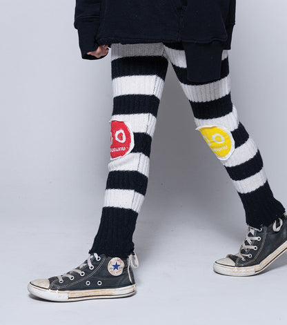 儿童黑色条纹羊绒打底裤