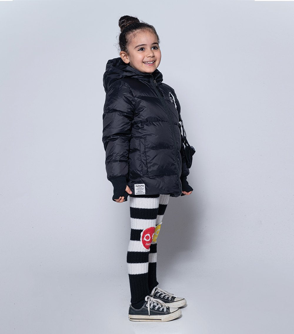 儿童黑色条纹羊绒打底裤