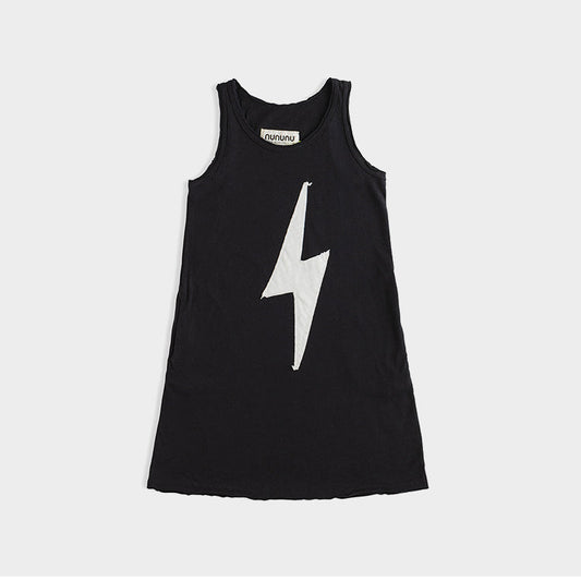 女童黑色棉连衣裙