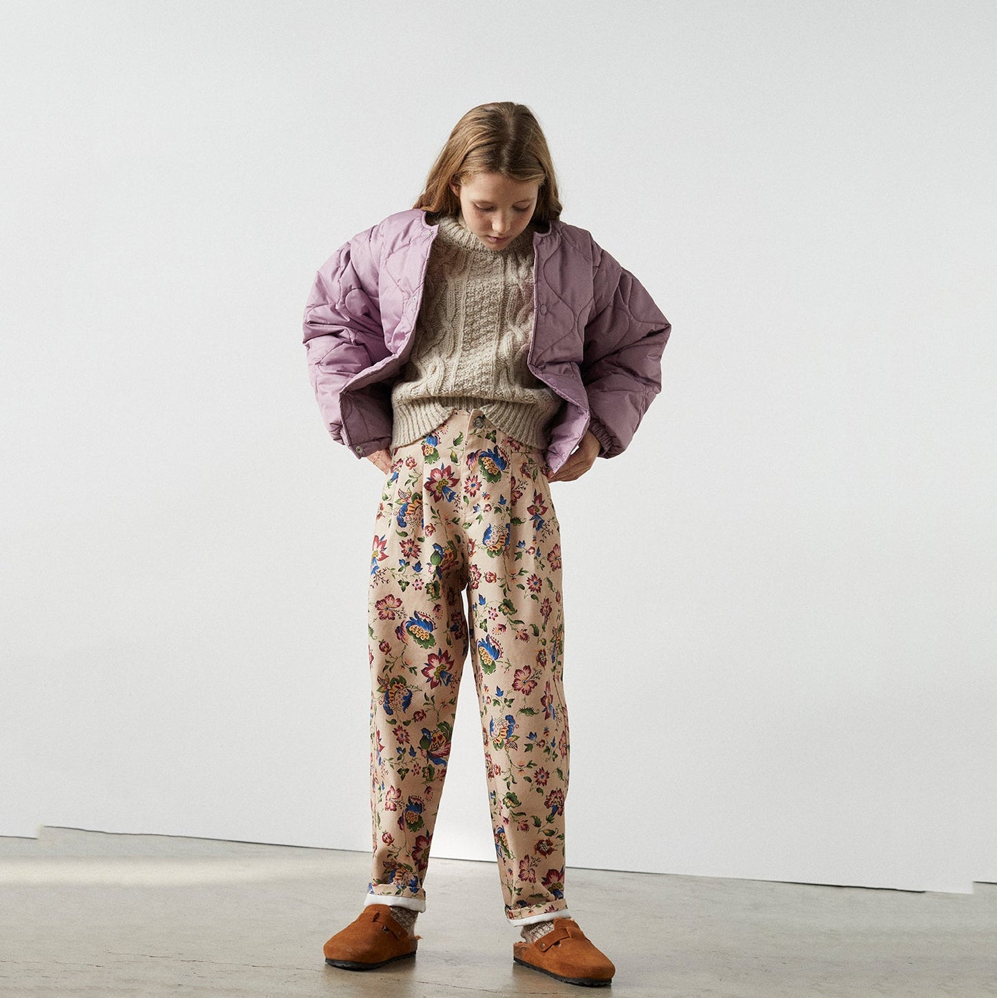 女童丁香紫棉服