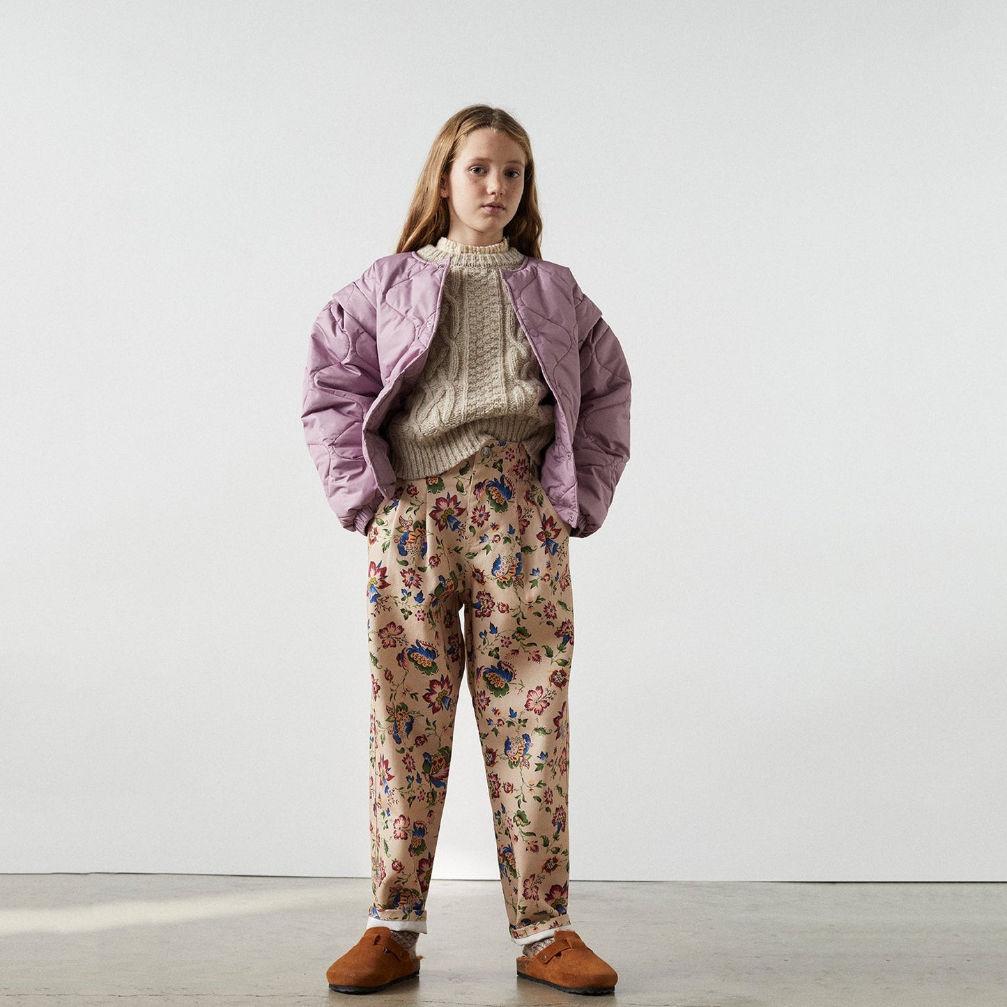 女童丁香紫棉服