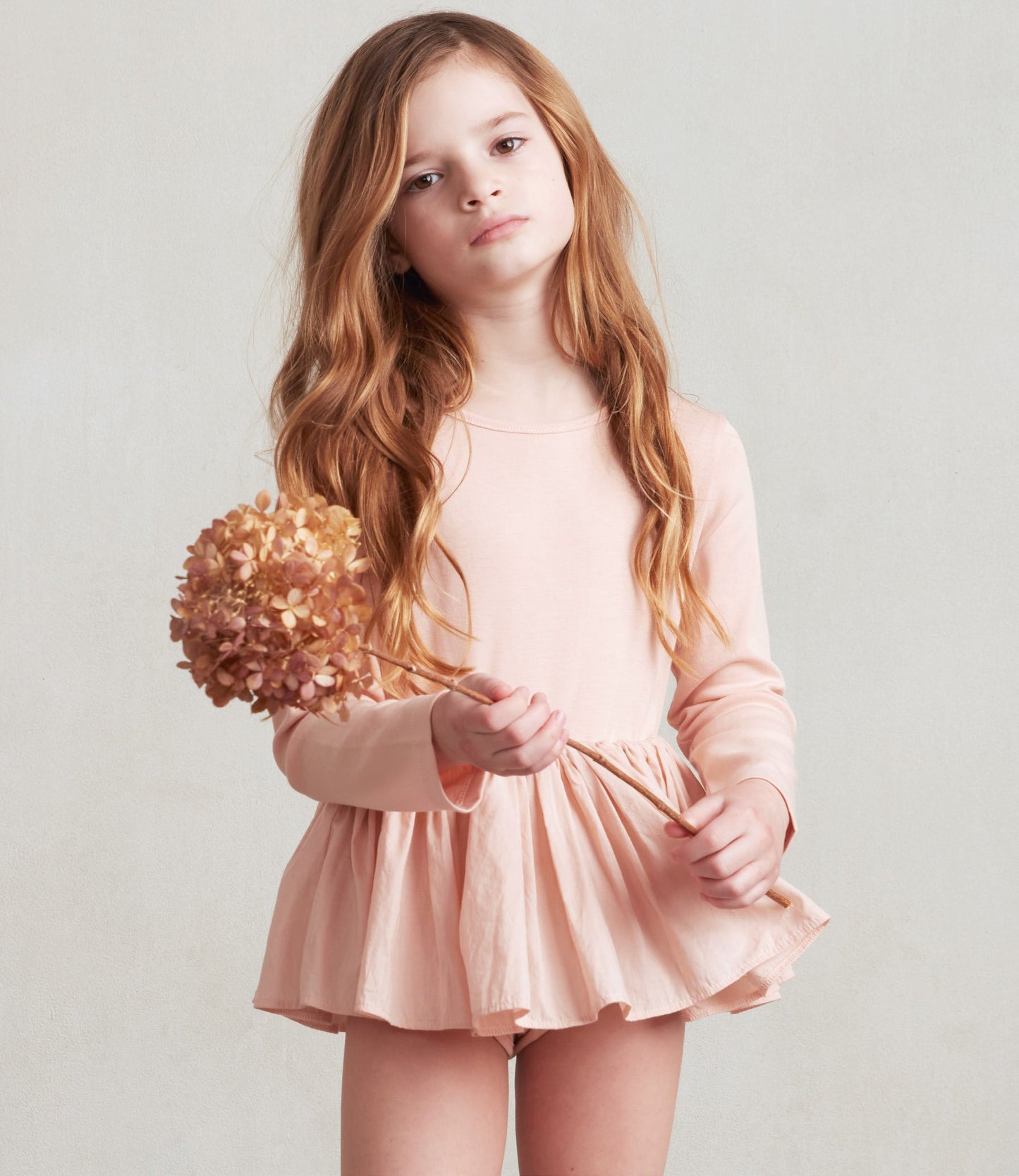 女童粉色棉连衣裙