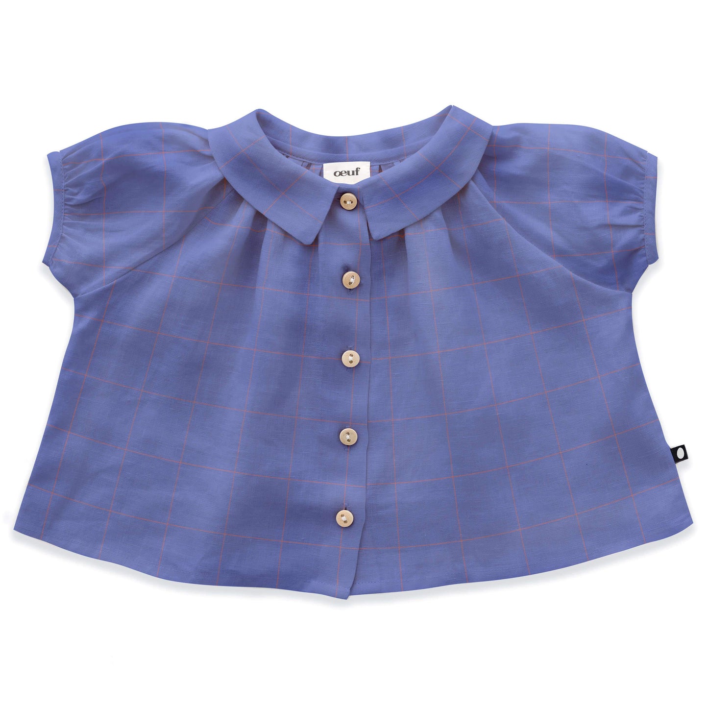 Girls Lavender Check Linen Blouse