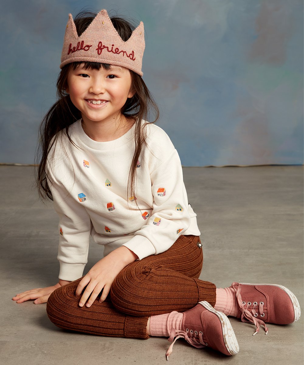 儿童白色刺绣棉卫衣