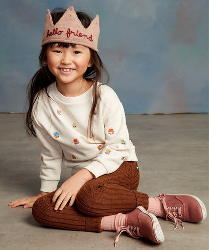 儿童白色刺绣棉卫衣