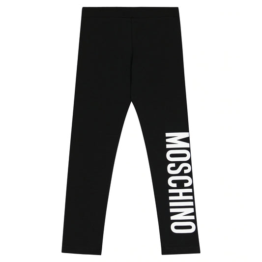 女童黑色Logo棉打底裤