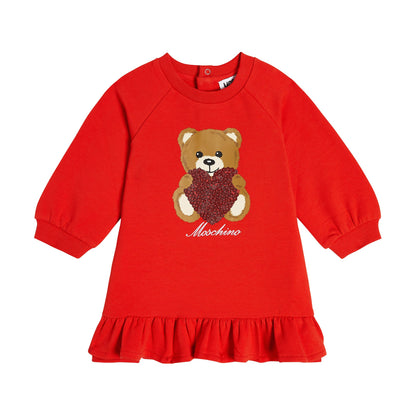 女婴红色印花棉连衣裙