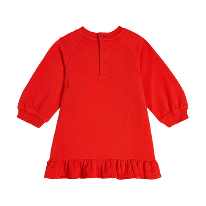 女婴红色印花棉连衣裙