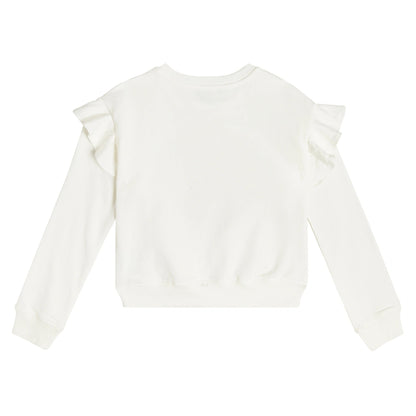 女童白色印花棉卫衣