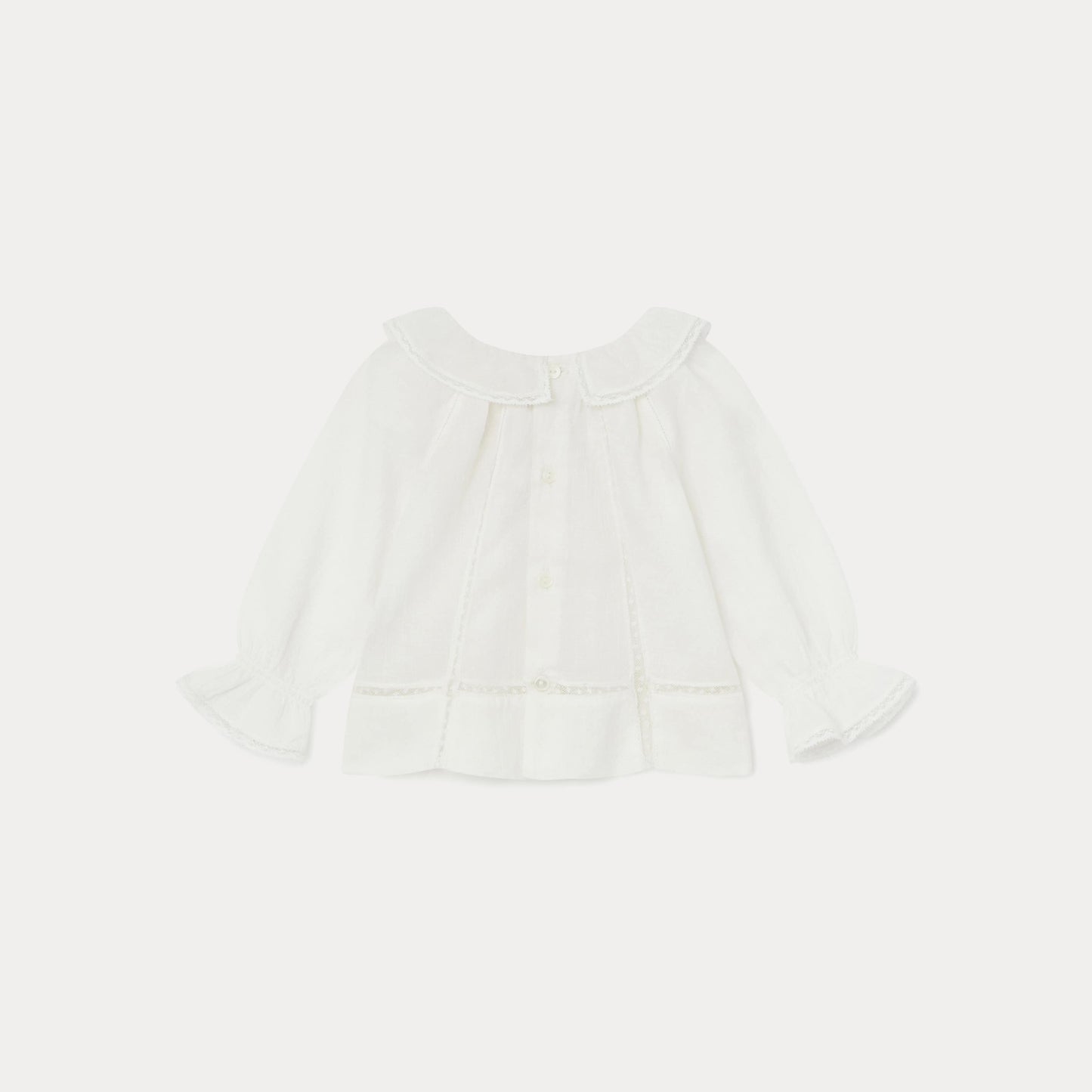 女婴白色荷叶边棉上衣