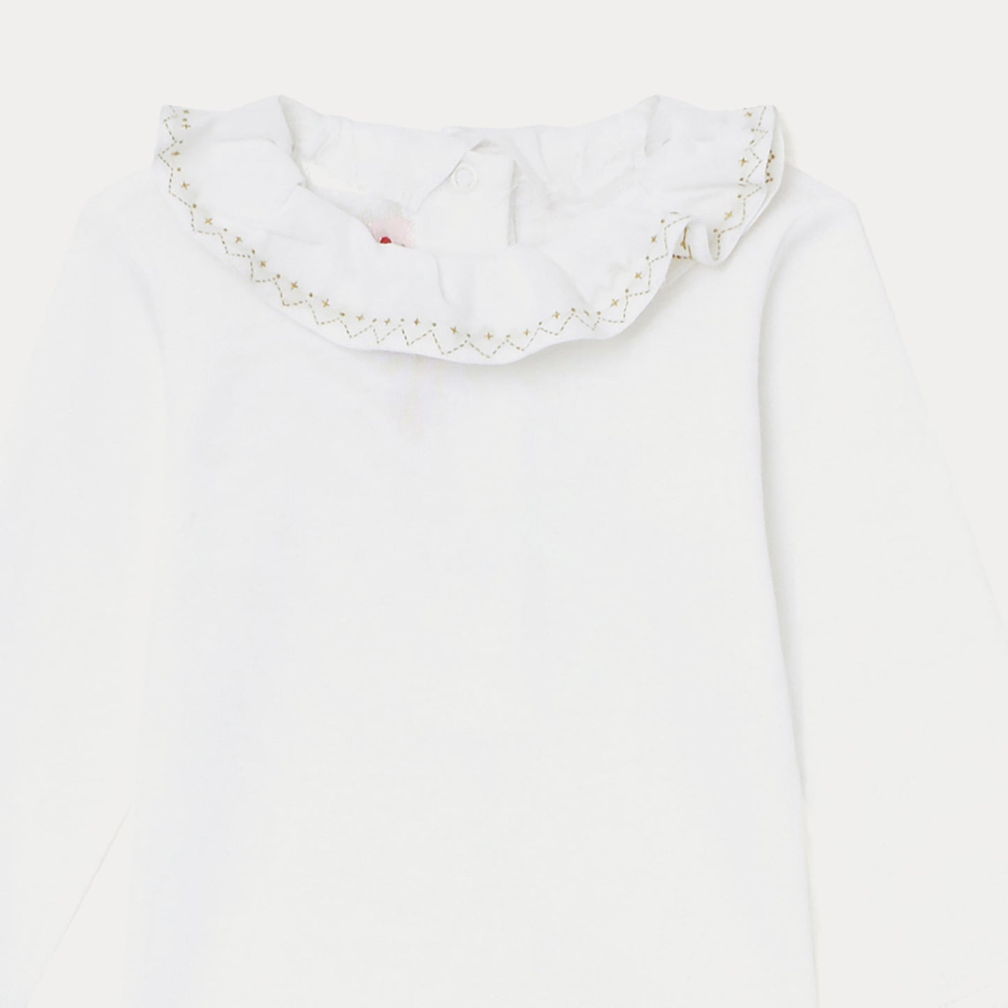 女婴白色荷叶边棉连体衣