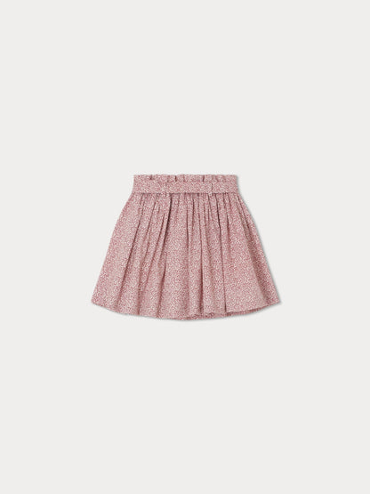 女童红色碎花棉短裙