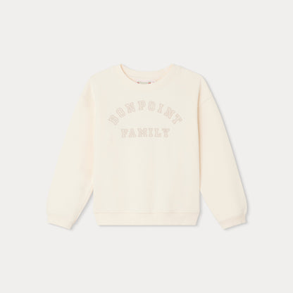 女童米白色Logo棉卫衣