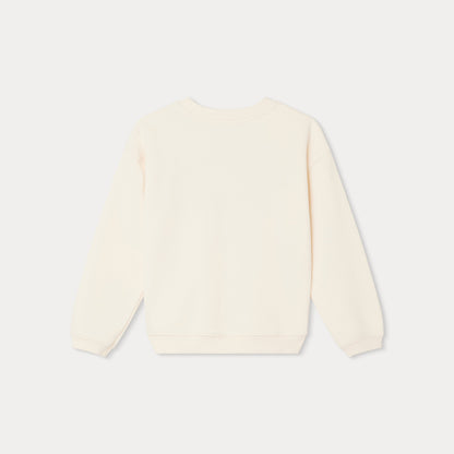 女童米白色Logo棉卫衣