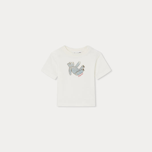 婴儿白色印花棉T恤