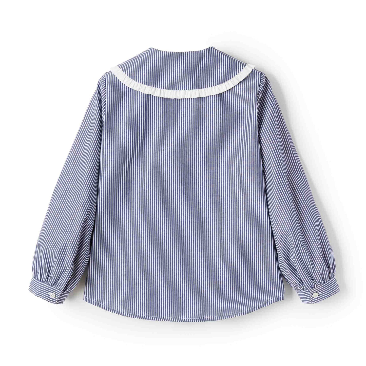 女童蓝色条纹棉衬衫
