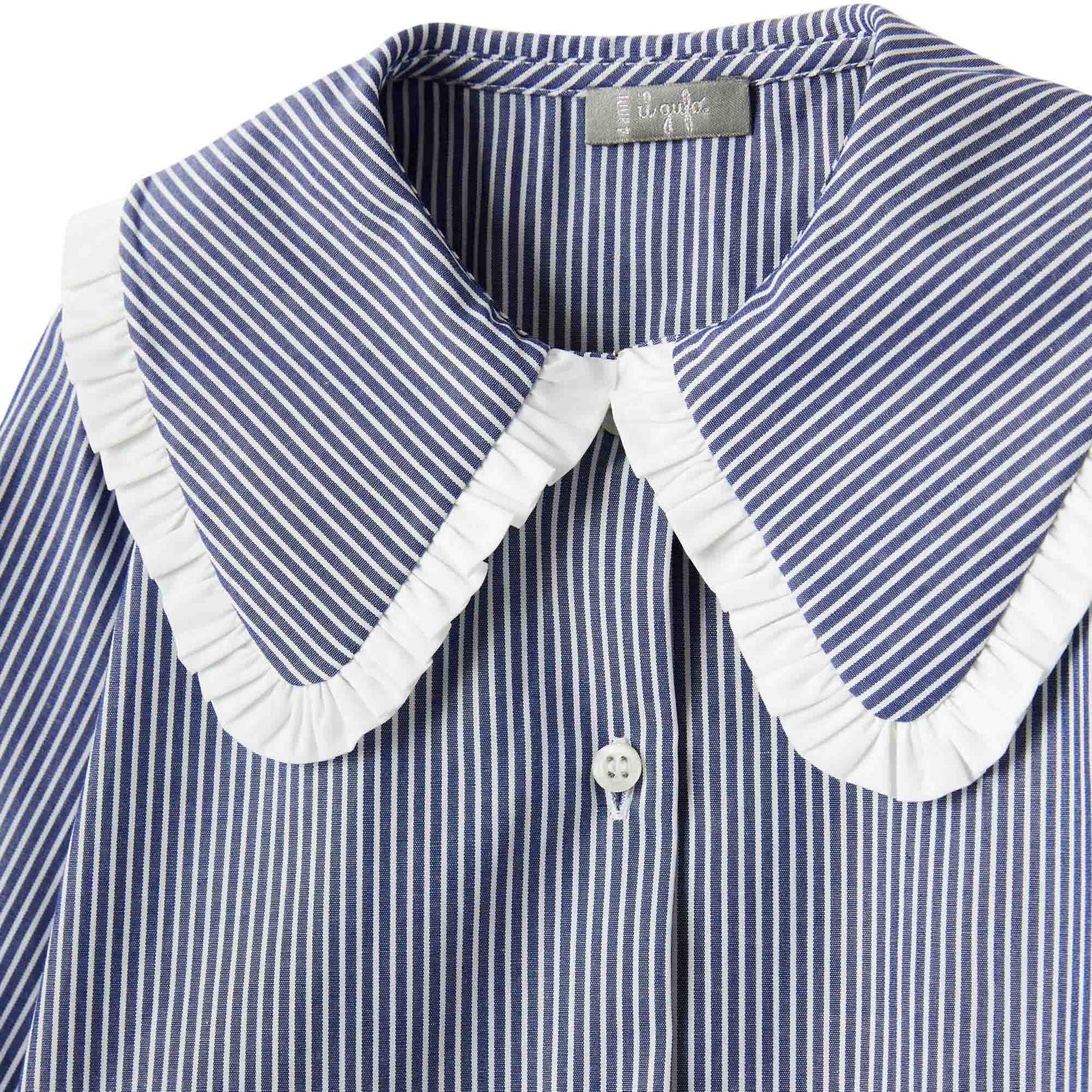 女童蓝色条纹棉衬衫