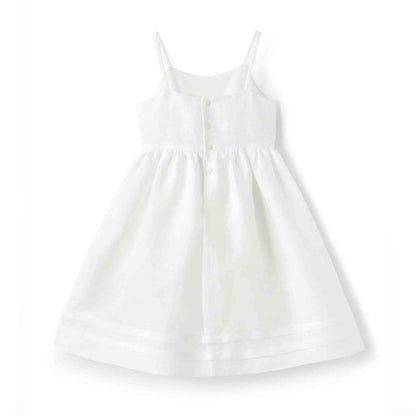 女童白色亚麻连衣裙