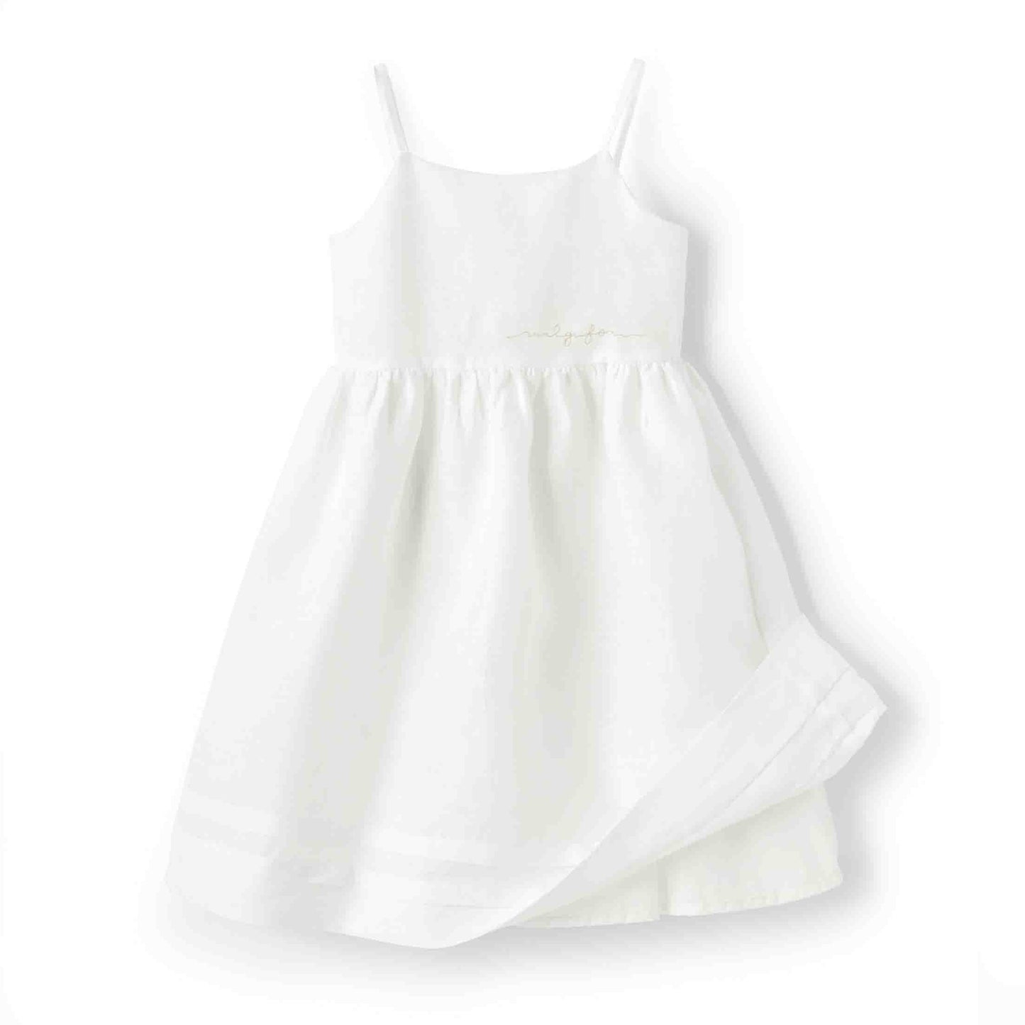 女童白色亚麻连衣裙