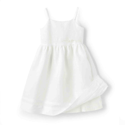 女童白色亚麻连衣裙