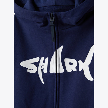 男童蓝色印花拉链夹克