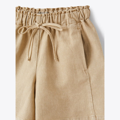 女童米色棉短裤