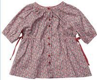 Baby Girls Pink Floral Printed Cotton Dress With Bow Trims
