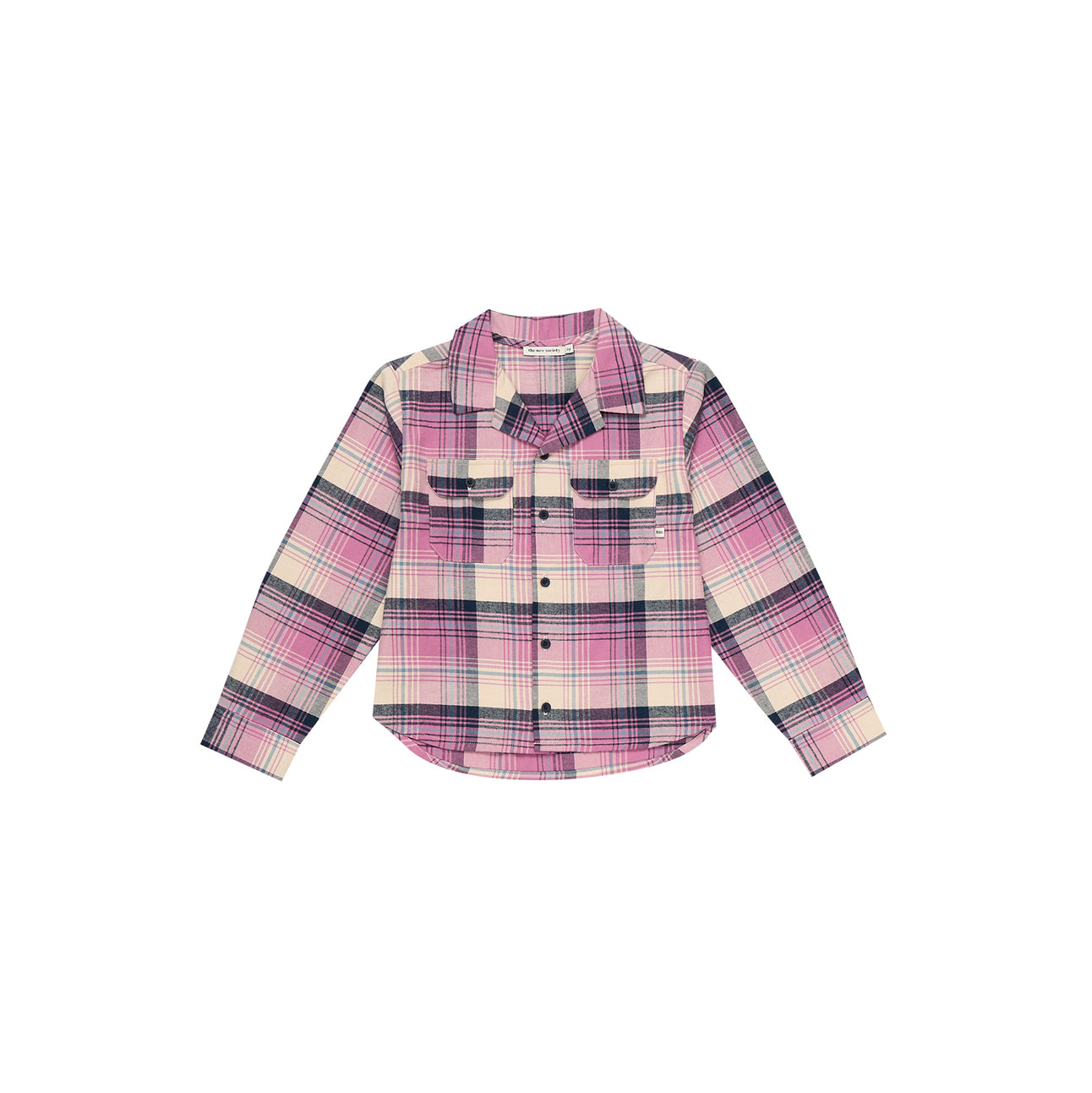女童粉色格子棉衬衫
