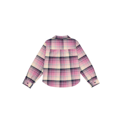 女童粉色格子棉衬衫
