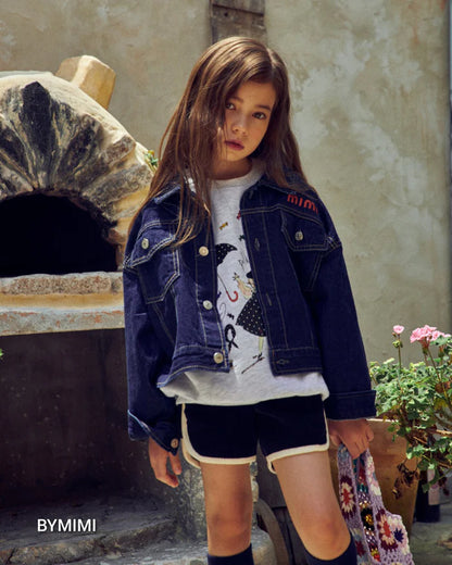 女童藏青色灯芯绒短裤