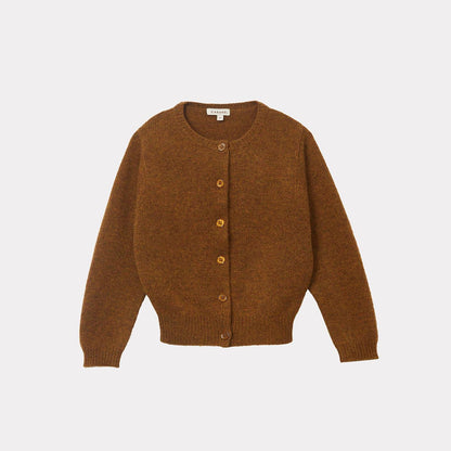 女童棕色羊绒开衫