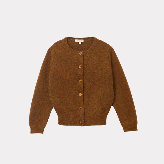 女童棕色羊绒开衫