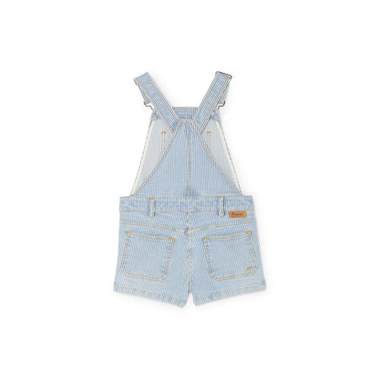 女童蓝色条纹背带短裤