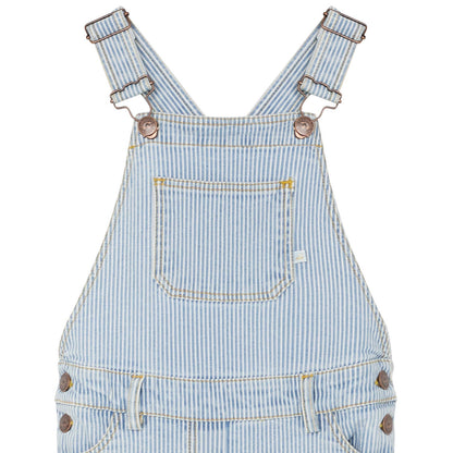 女童蓝色条纹背带短裤