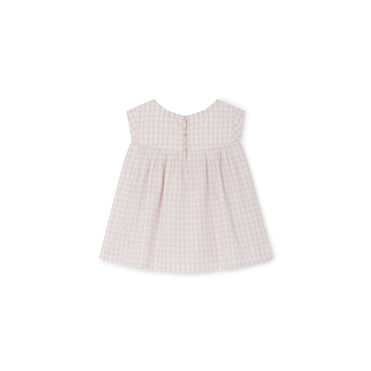 女童粉色格子棉上衣