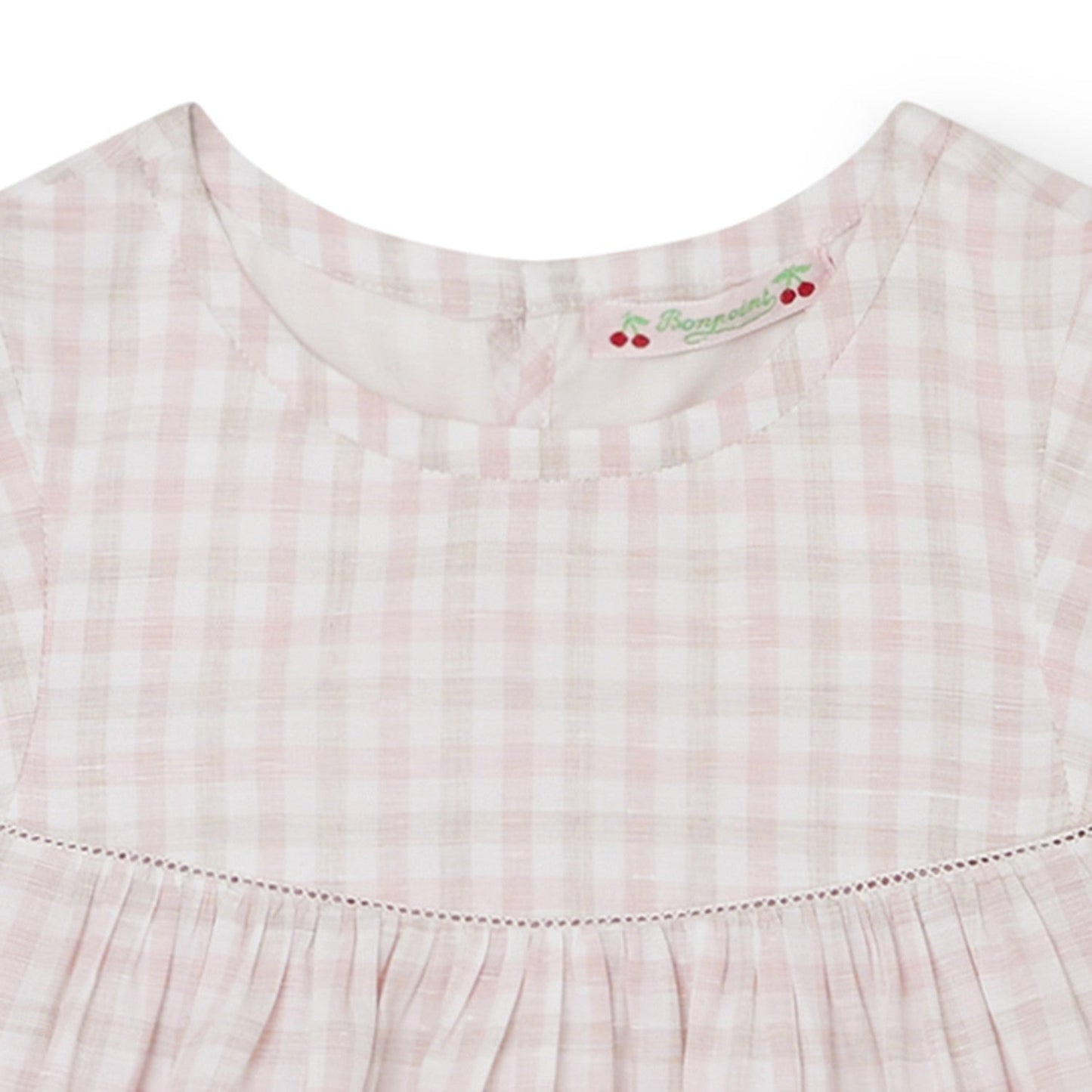 女童粉色格子棉上衣