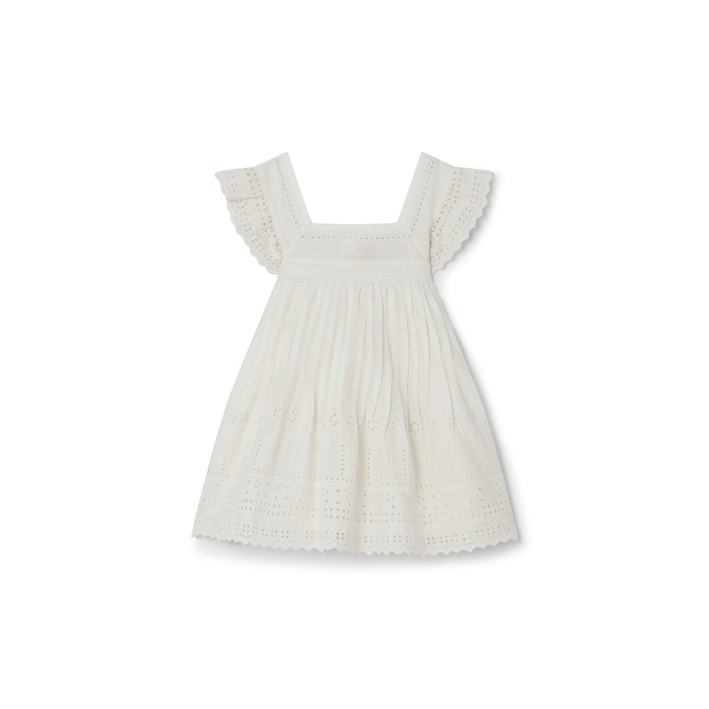 女婴白色棉连衣裙