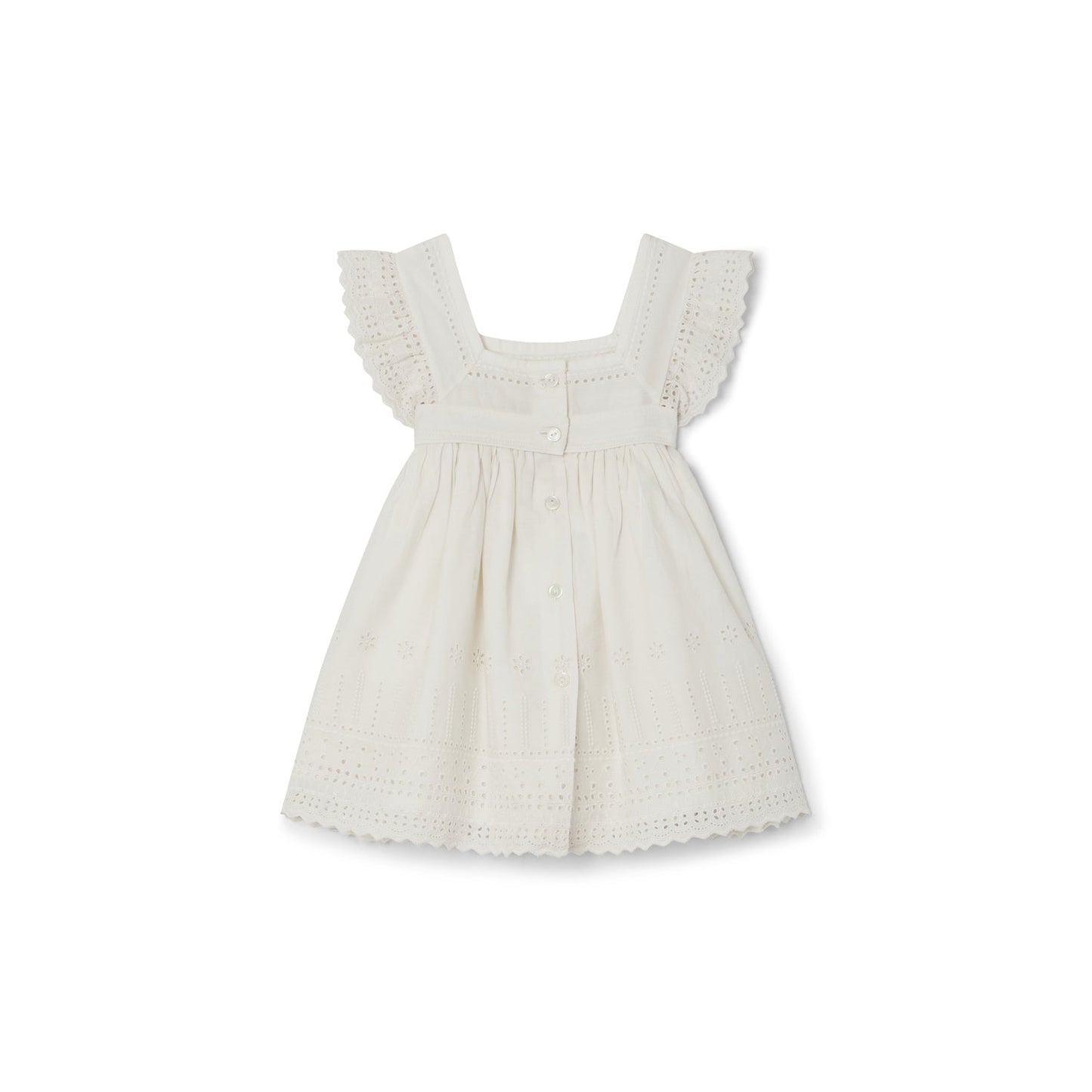 女婴白色棉连衣裙