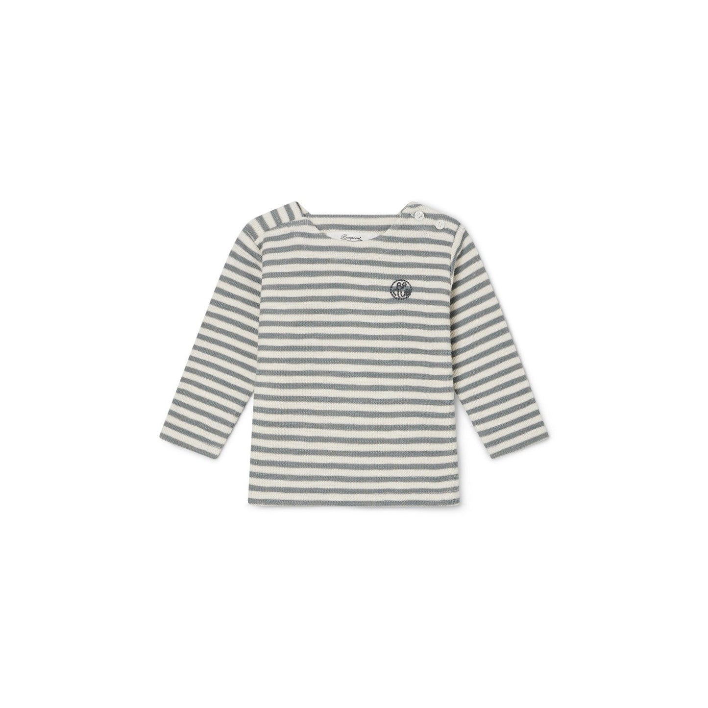 婴儿白色条纹棉长袖T恤