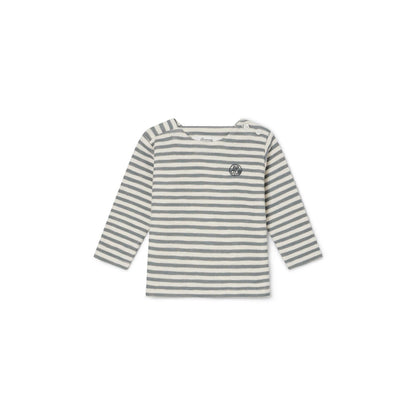 婴儿白色条纹棉长袖T恤