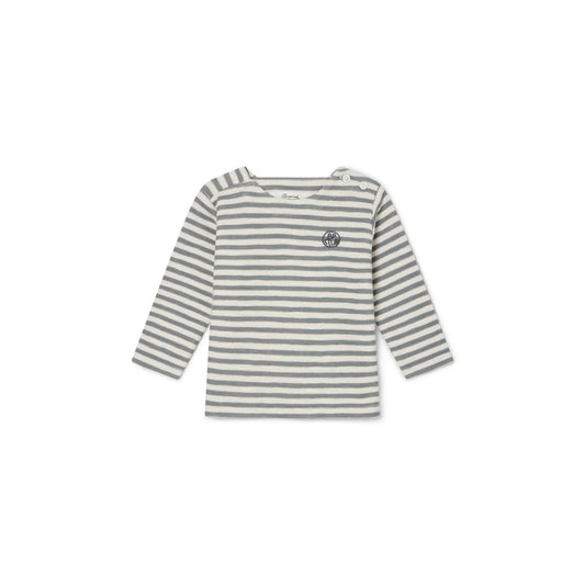 婴儿白色条纹棉长袖T恤