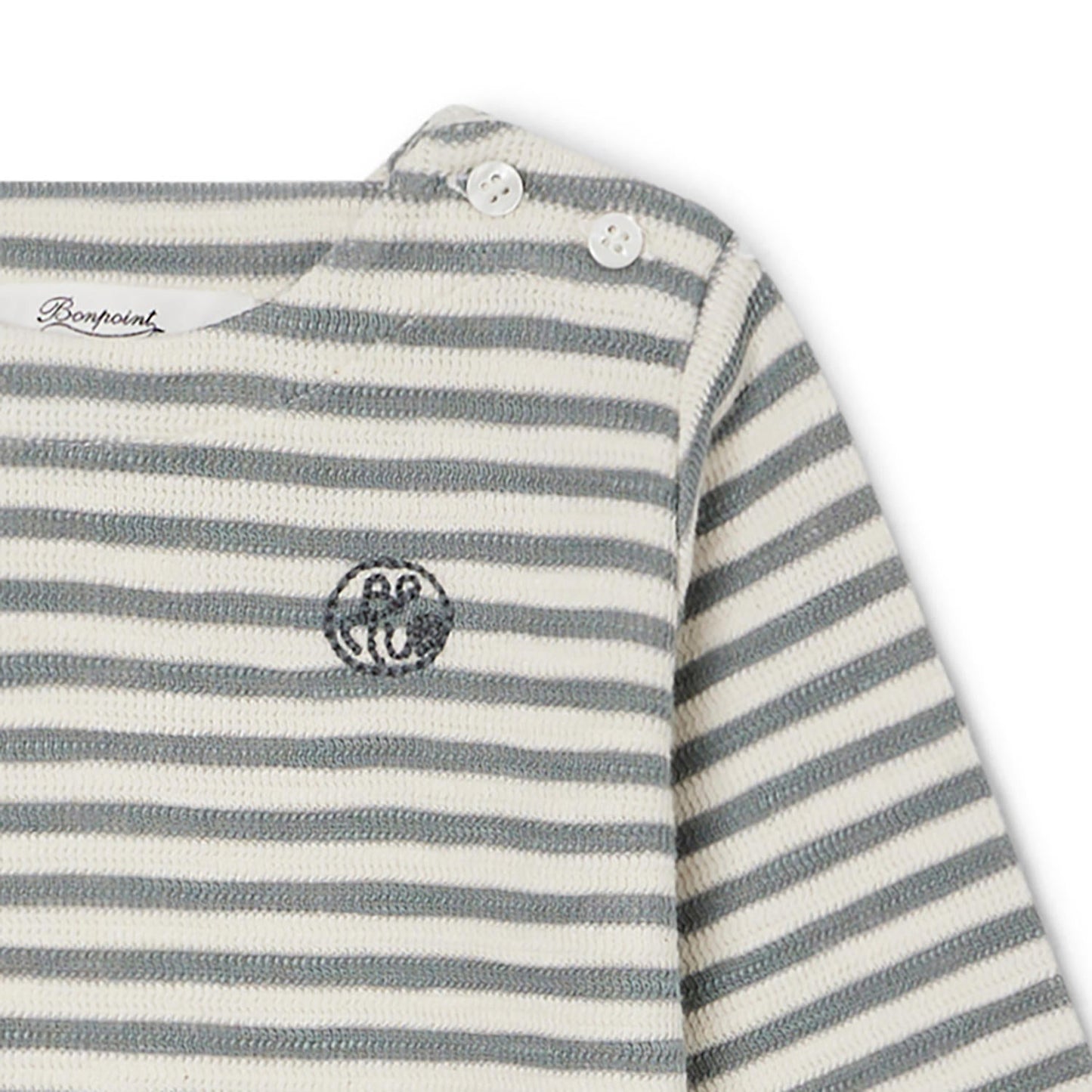 婴儿白色条纹棉长袖T恤