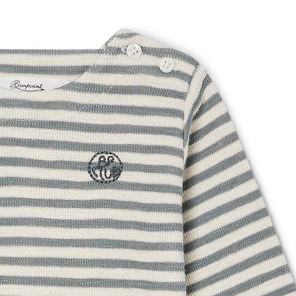 婴儿白色条纹棉长袖T恤