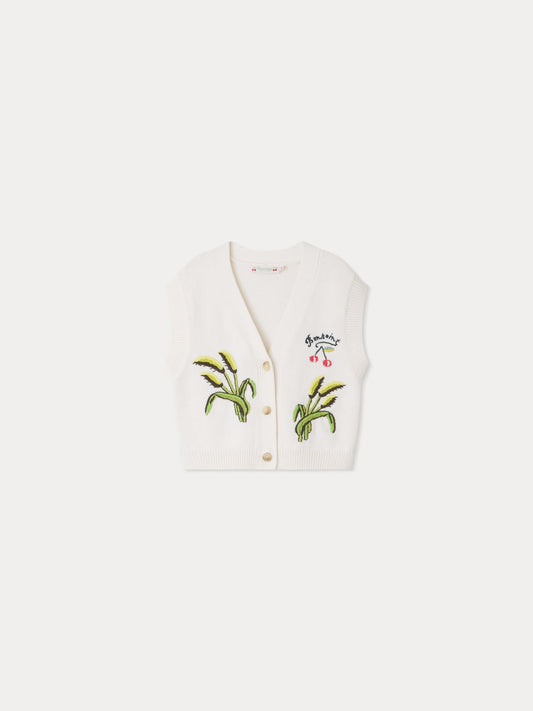 女童白色印花Logo开衫