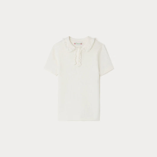 女童白色棉Polo衫