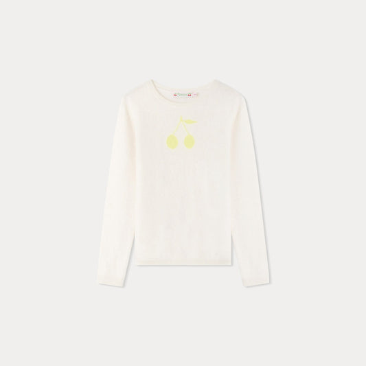 女童白色Logo羊绒毛衣
