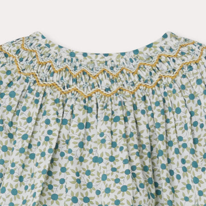 女婴绿色碎花棉上衣