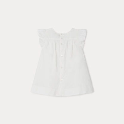 女婴白色刺绣棉连衣裙