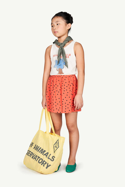 女童米色大树印花棉连衣裙