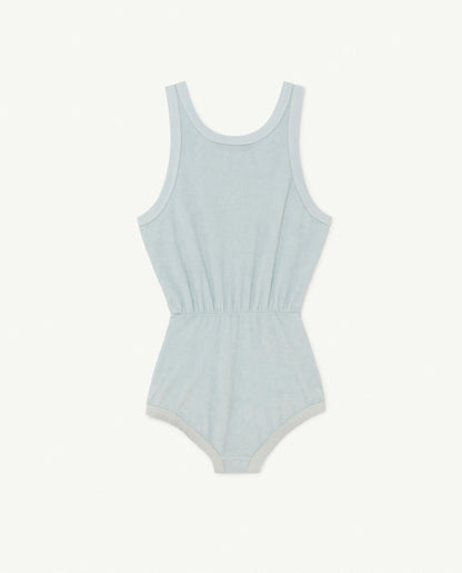 女童蓝色印花棉连体裤